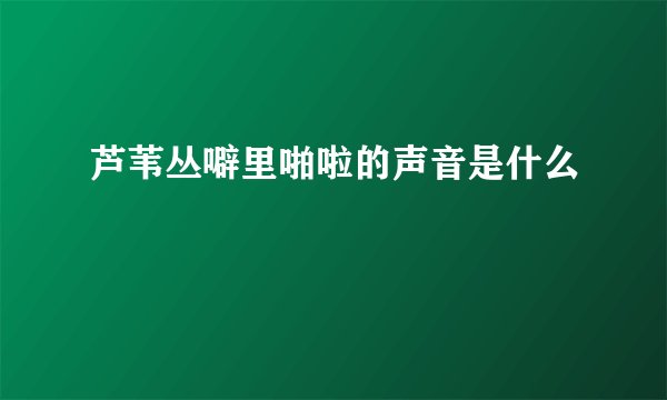 芦苇丛噼里啪啦的声音是什么