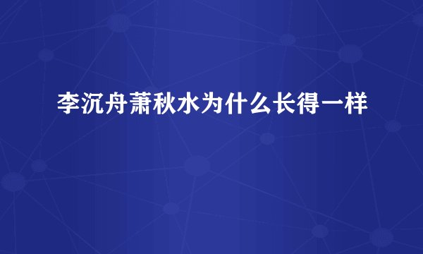 李沉舟萧秋水为什么长得一样