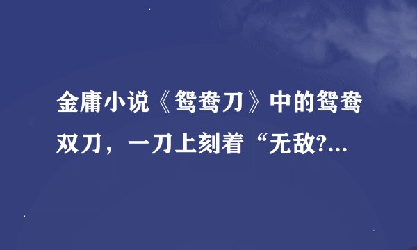 金庸小说《鸳鸯刀》中的鸳鸯双刀，一刀上刻着“无敌?”，另一刀上刻着什么？