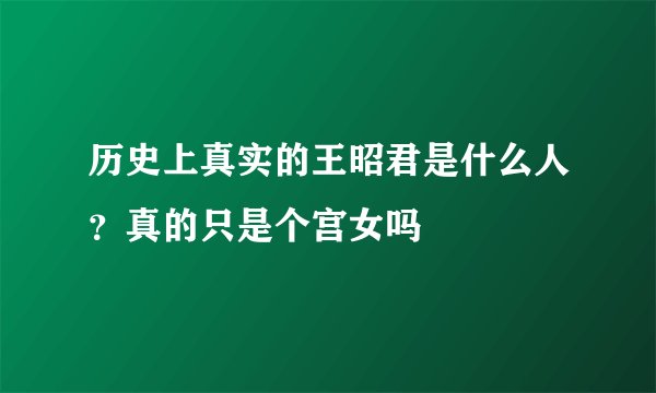 历史上真实的王昭君是什么人？真的只是个宫女吗