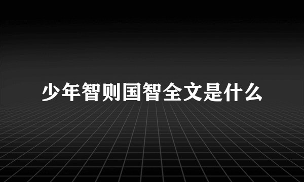 少年智则国智全文是什么