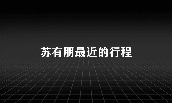 苏有朋最近的行程