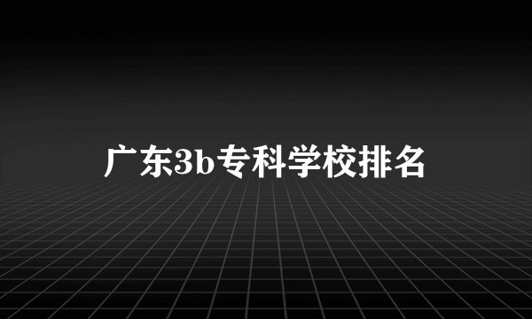 广东3b专科学校排名