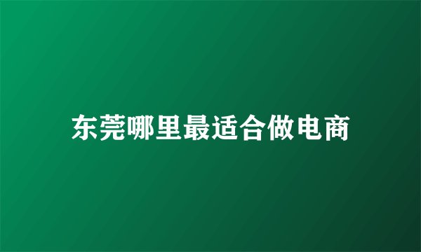 东莞哪里最适合做电商