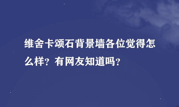 维舍卡颂石背景墙各位觉得怎么样？有网友知道吗？