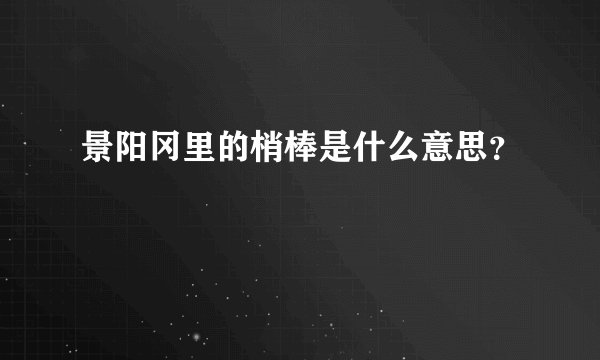 景阳冈里的梢棒是什么意思？