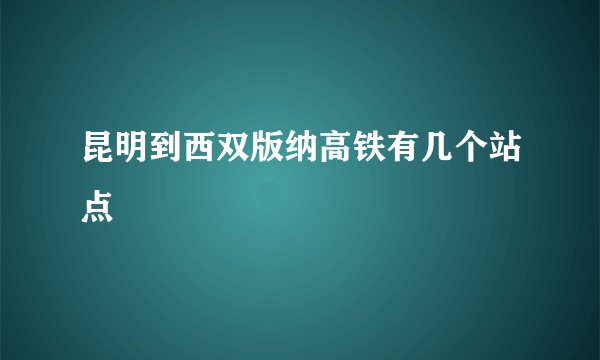 昆明到西双版纳高铁有几个站点
