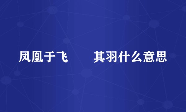 凤凰于飞翙翙其羽什么意思