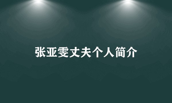 张亚雯丈夫个人简介