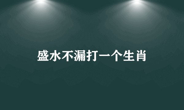 盛水不漏打一个生肖