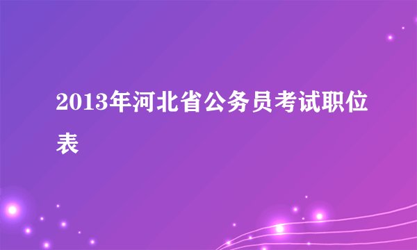 2013年河北省公务员考试职位表