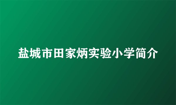 盐城市田家炳实验小学简介