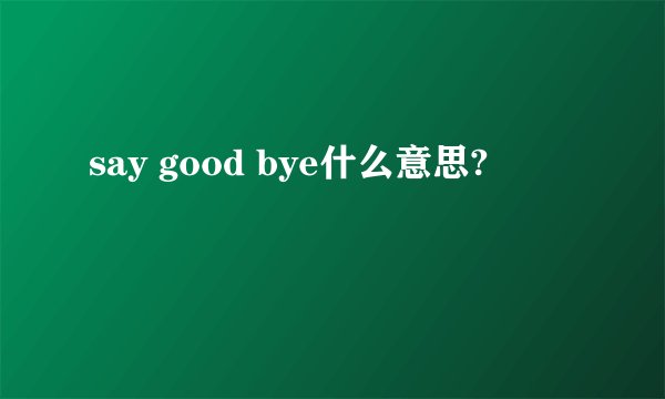 say good bye什么意思?