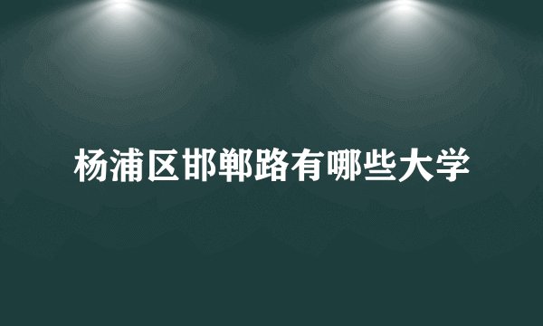 杨浦区邯郸路有哪些大学