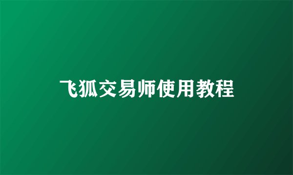 飞狐交易师使用教程