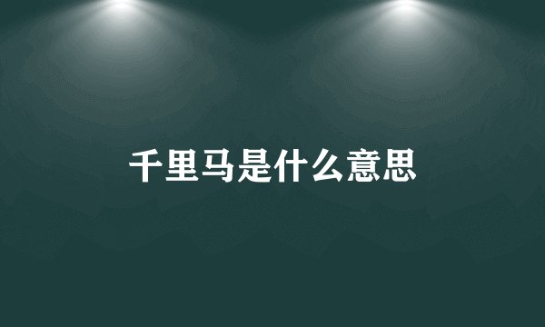 千里马是什么意思
