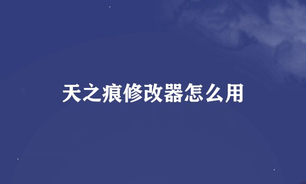 天之痕修改器怎么用