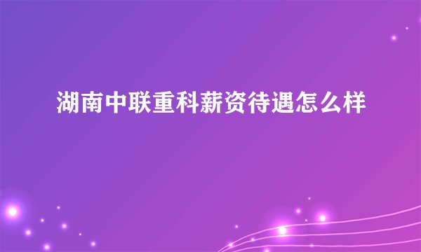 湖南中联重科薪资待遇怎么样