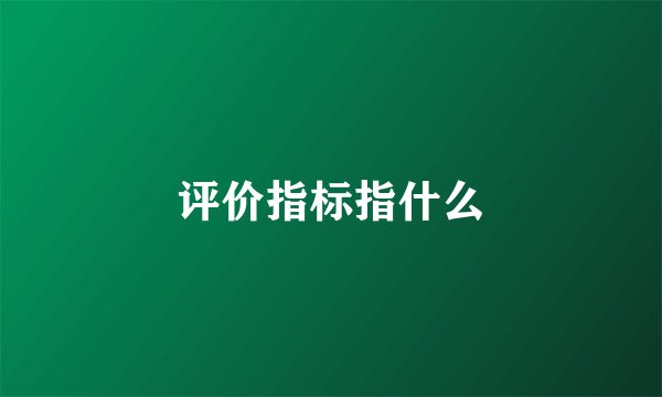评价指标指什么