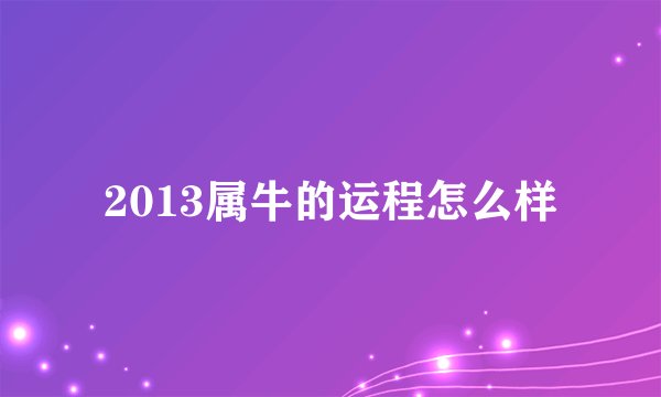 2013属牛的运程怎么样