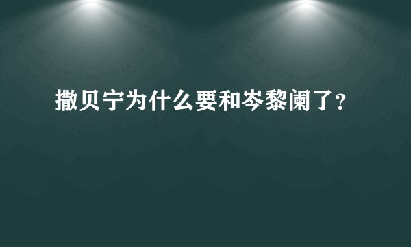 撒贝宁为什么要和岑黎阑了？