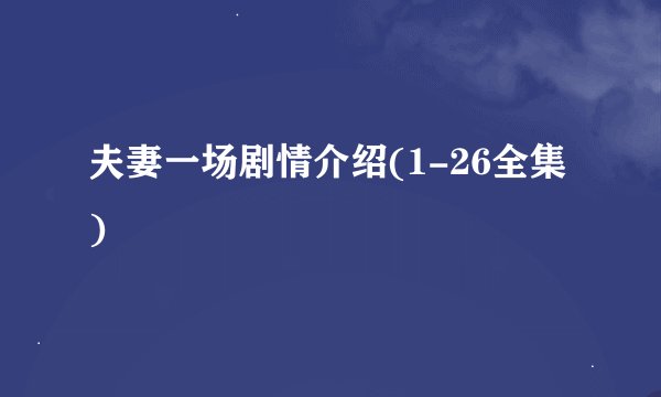 夫妻一场剧情介绍(1-26全集)