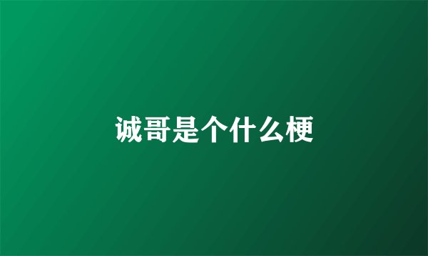 诚哥是个什么梗