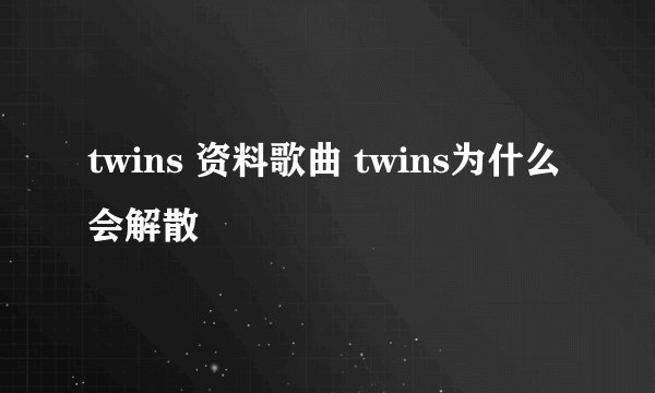 twins 资料歌曲 twins为什么会解散
