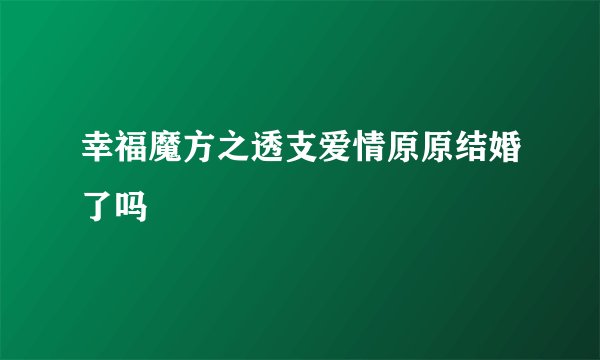 幸福魔方之透支爱情原原结婚了吗