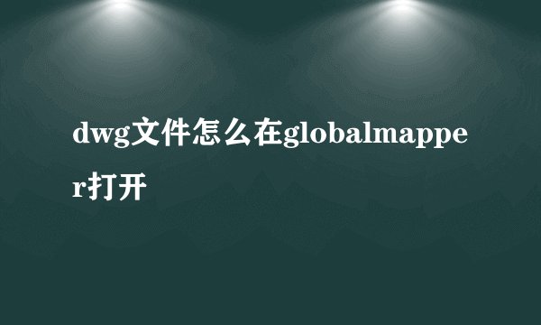 dwg文件怎么在globalmapper打开