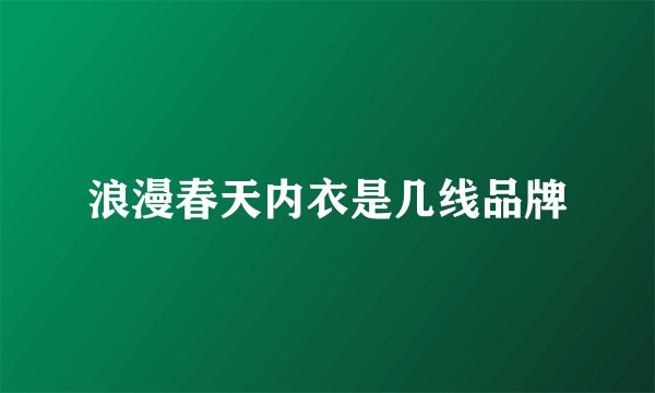 浪漫春天内衣是几线品牌