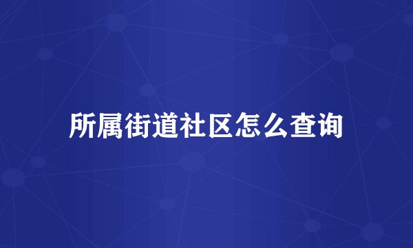 所属街道社区怎么查询