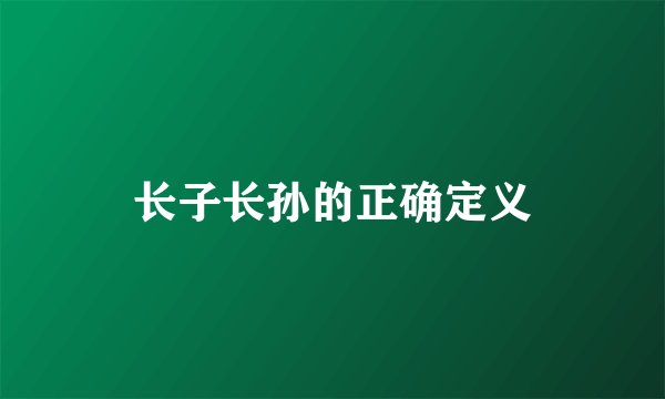 长子长孙的正确定义