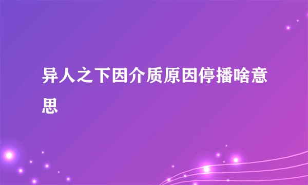 异人之下因介质原因停播啥意思