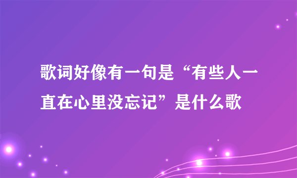 歌词好像有一句是“有些人一直在心里没忘记”是什么歌