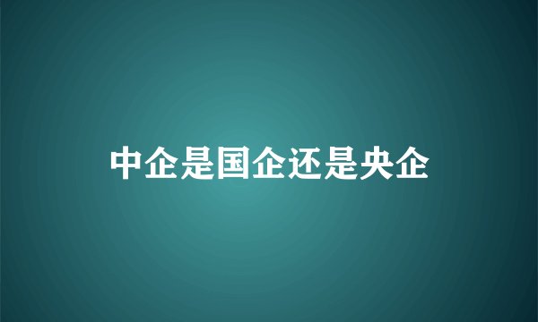 中企是国企还是央企
