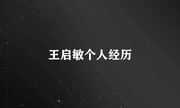 王启敏个人经历