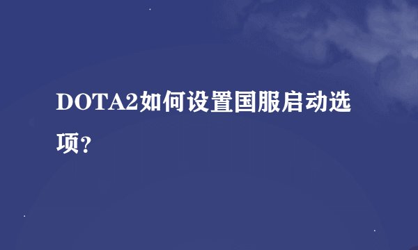 DOTA2如何设置国服启动选项？