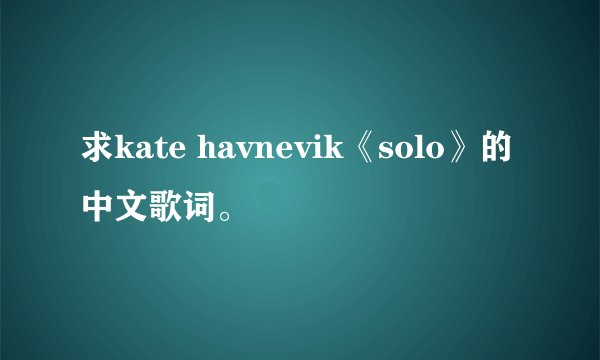 求kate havnevik《solo》的中文歌词。