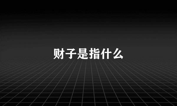 财子是指什么
