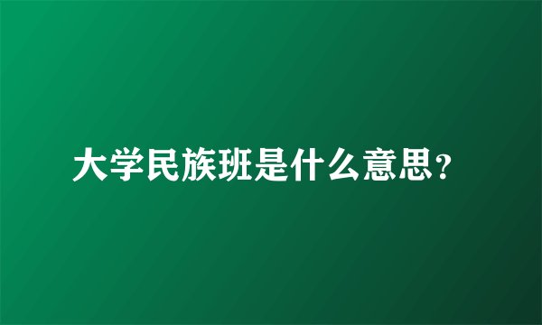 大学民族班是什么意思？
