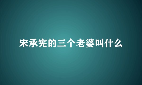 宋承宪的三个老婆叫什么