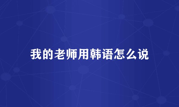 我的老师用韩语怎么说