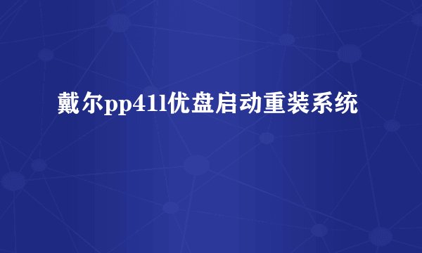 戴尔pp41l优盘启动重装系统