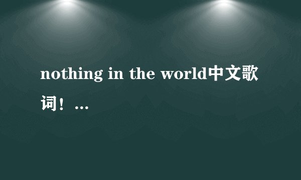 nothing in the world中文歌词！要自己翻译的。