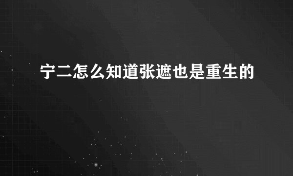 宁二怎么知道张遮也是重生的