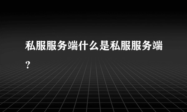 私服服务端什么是私服服务端？