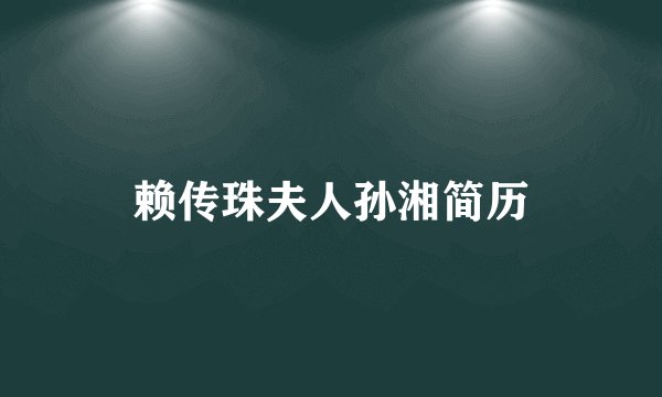 赖传珠夫人孙湘简历