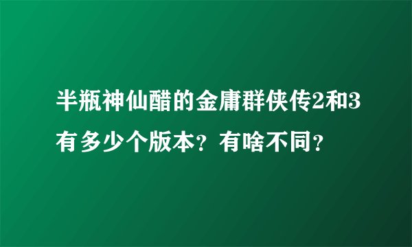 半瓶神仙醋的金庸群侠传2和3有多少个版本？有啥不同？