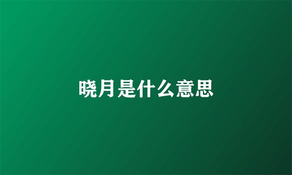 晓月是什么意思